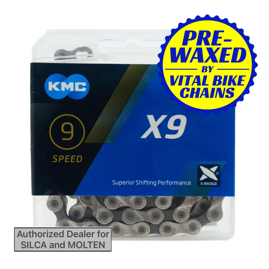 KMC X9 Gr/Slv Chain Pre-Waxed | Vital Bike Chains
